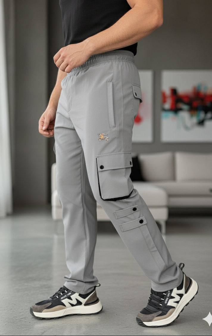 Imported Light Gray Micro Relaxed Fit 6 Pocket Cargo