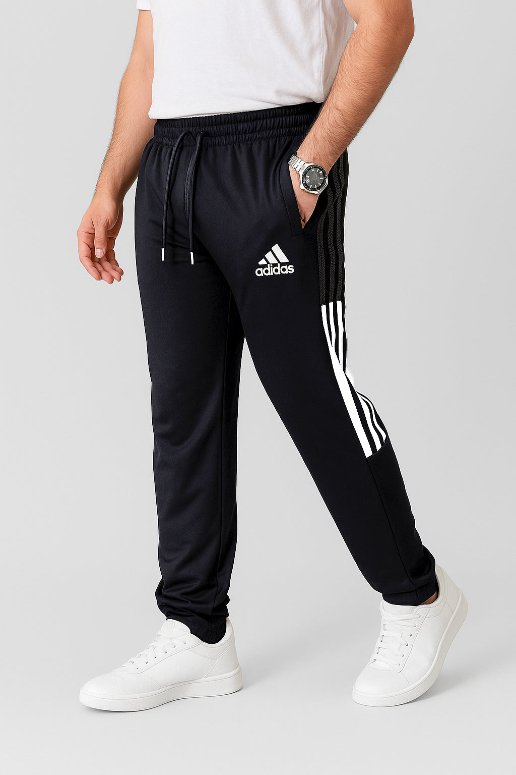 Premium Gray 2 Striped Net Men's 4 way Stretch-able Lycra Trouser